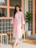 Rishvaya Cotton Suit Set= Pink