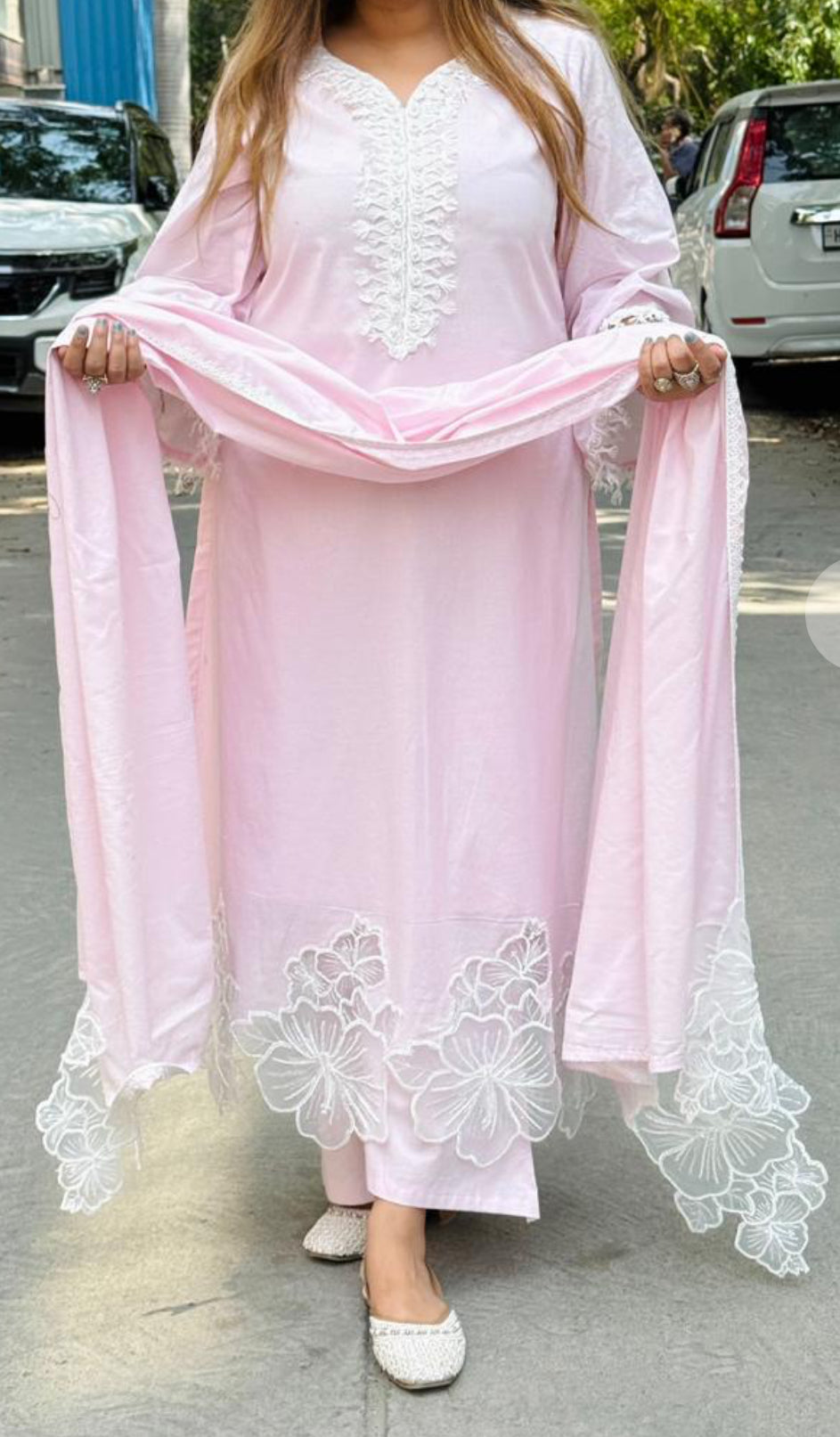 Rishvaya Cotton Suit Set= Pink
