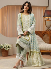 Sera - Pastel green embroidered Pakistani style straight cotton suit set