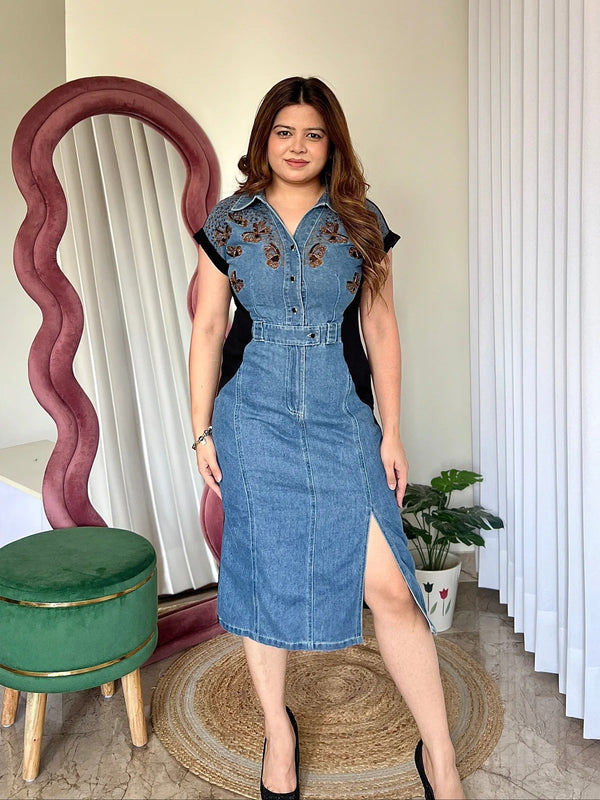 VERA BUTTERFLY DENIM DRESS