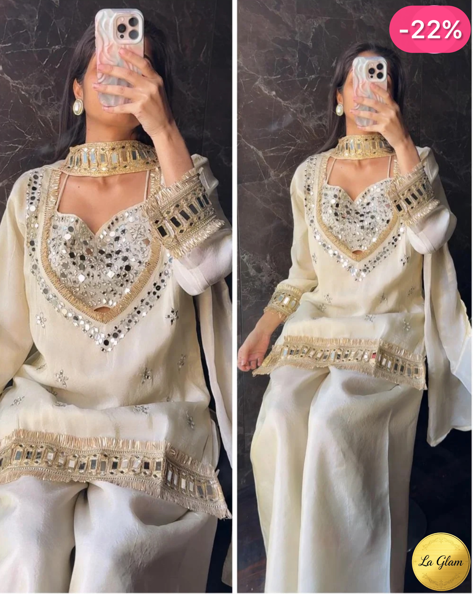 KASHISH PREMIUM IVORY TISSUE 4-PIECE BUSTIER SET